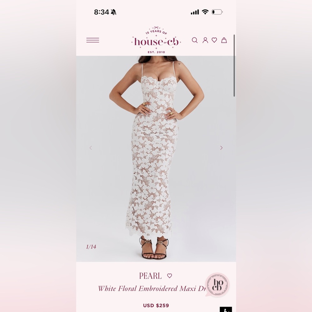 House of CB White Floral Embroidered Maxi Dress